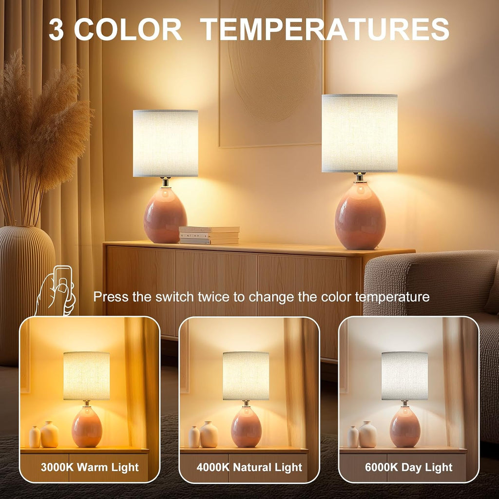 Dawnwake 18.5" Table Lamps Set of 2 for Living Room Bedroom, Bedside Lamps for Night Stands, Desk Nightstand Lamp Dimmable, Modern Linen…