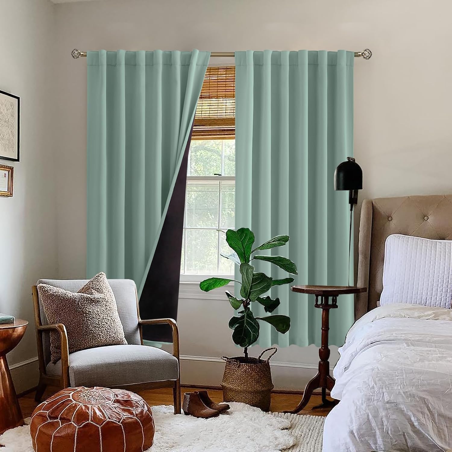 BGment Blackout Curtains with Thermal Insulation Liner Curtains 72 Inches Long, Rod Pocket and Back Tab Double Layer Room Darkening…