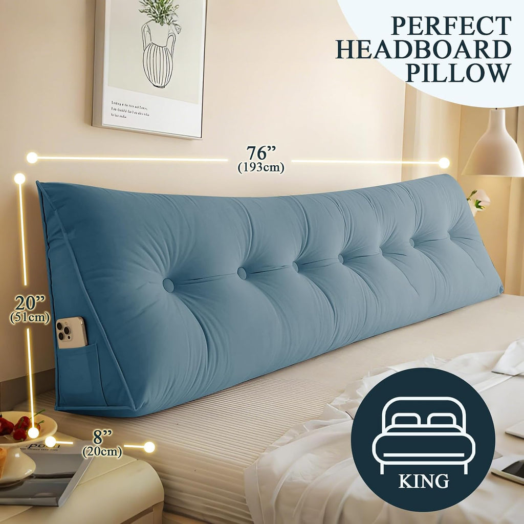 DANGHOOGY Headboard Pillow King, Large Triangular Wedge Headboard Pillow for Reading and Resting, Backrest Positioning Support Pillow…