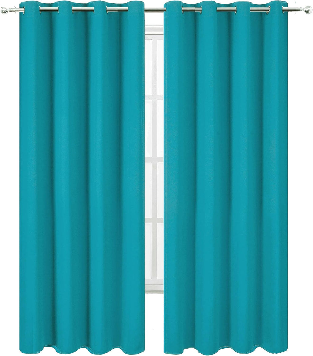 Lemomo Teal/Turquoise Kids Blackout Curtains for Bedroom/52 X 84 Inch/Set of 2 Panels Thermal Insulated Living Room Curtains 84 Inch silver