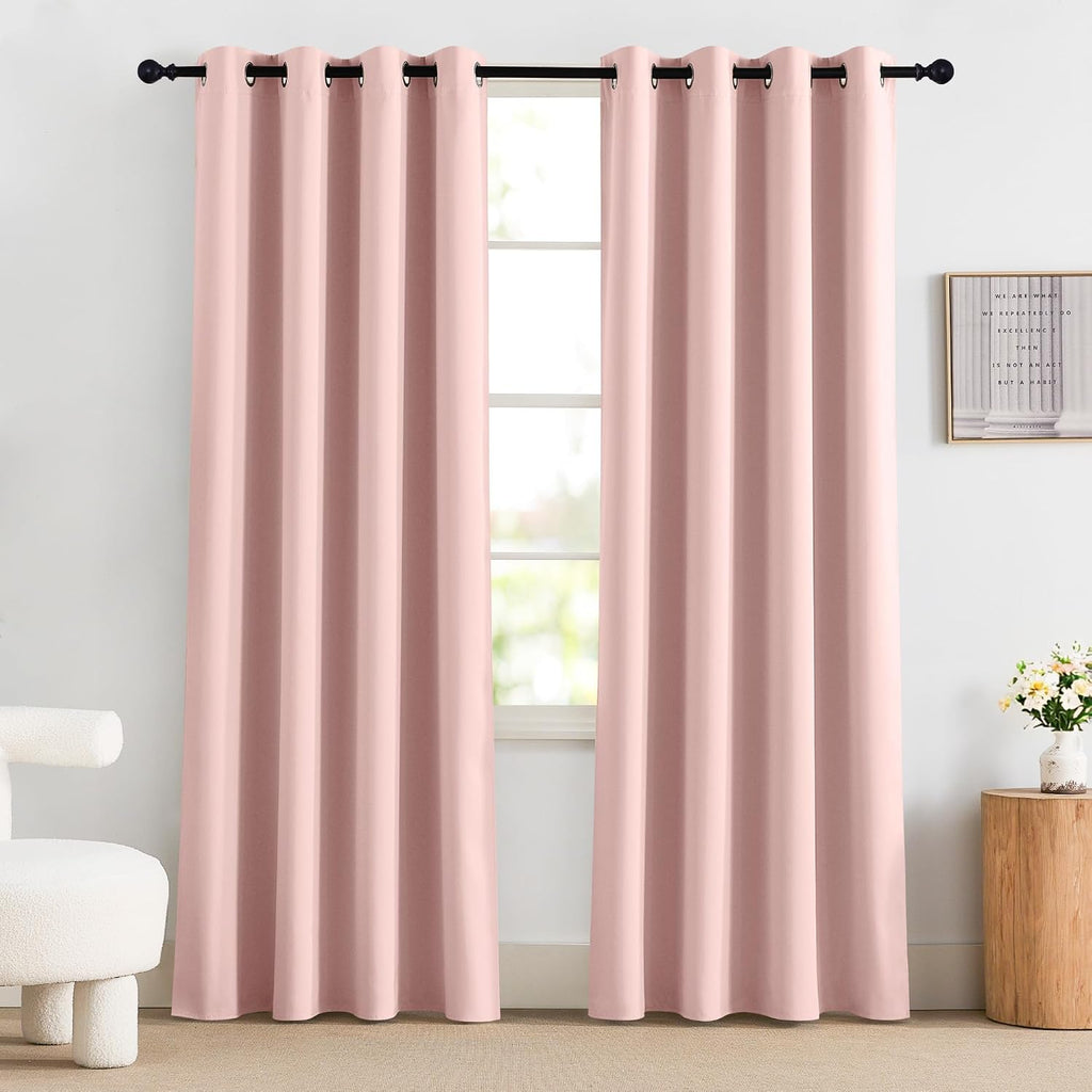 NICETOWN 100% Blackout Curtains 84 Inch Length for Kids Girls Bedroom, Privacy Thermal Insulated Grommet Window Drapes for Bedroom Living…