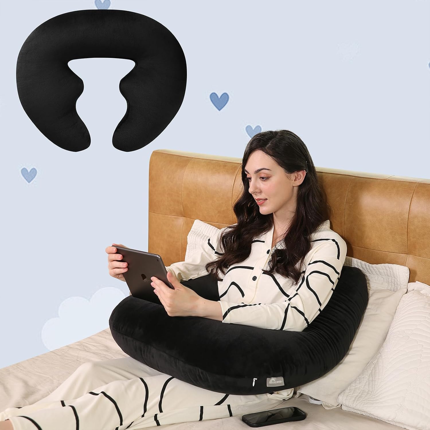 Ergonomic U-Shape Gaming & Lap Pillow - Crochet Pillow & Reading Support Pillow with Arm Relief, Comfort for Gamers, Crafters & Book…
