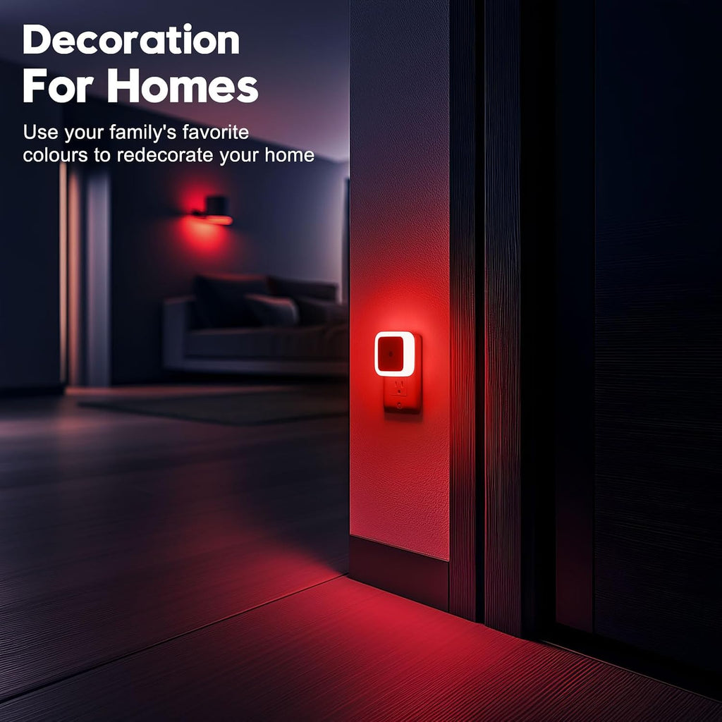 Sujeet Night Light, Night Lights Plug into Wall 8-Pack, Nightlight Plug in Night Light, Dusk to Dawn Night Lamp Led (Red)