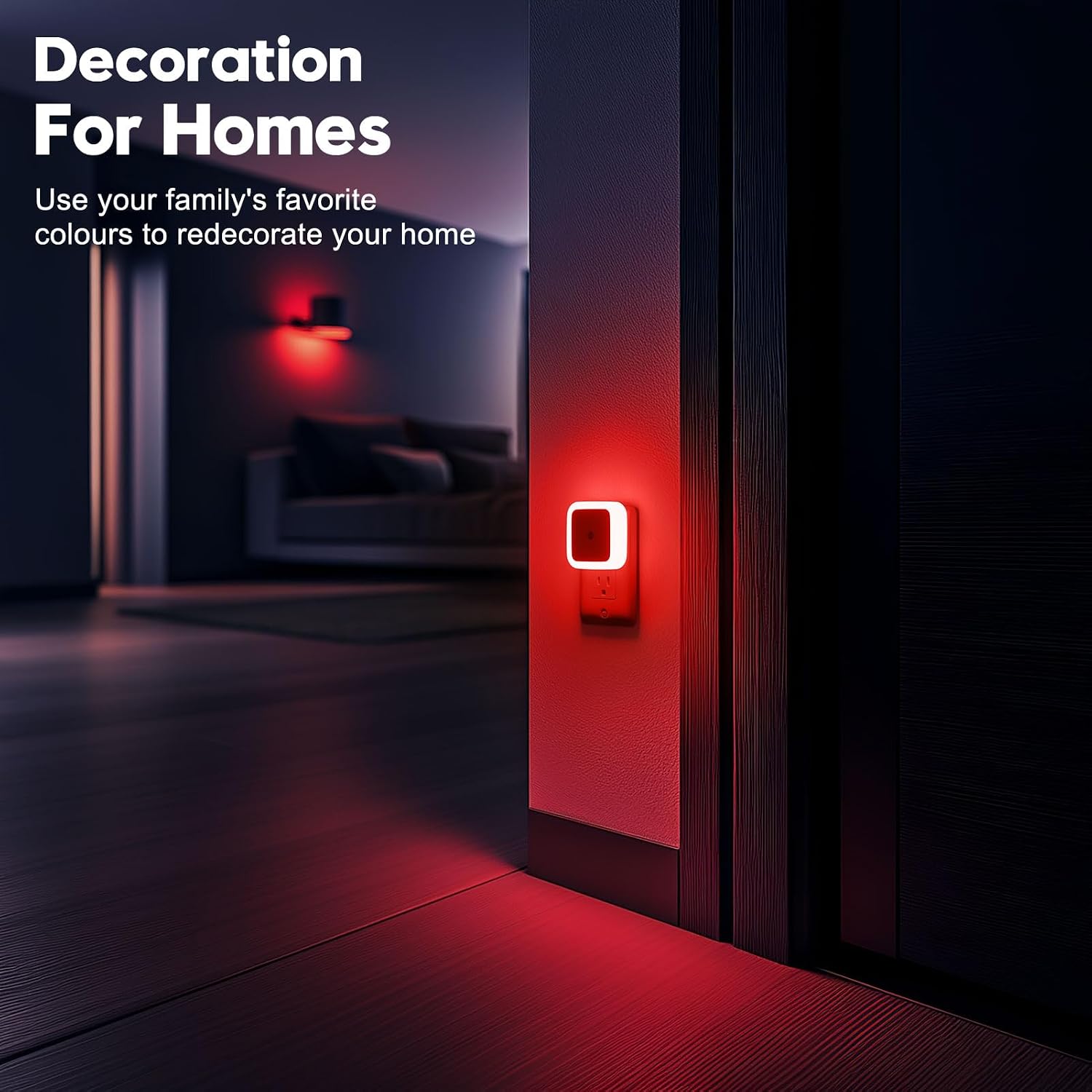 Sujeet Night Light, Night Lights Plug into Wall 8-Pack, Nightlight Plug in Night Light, Dusk to Dawn Night Lamp Led (Red)
