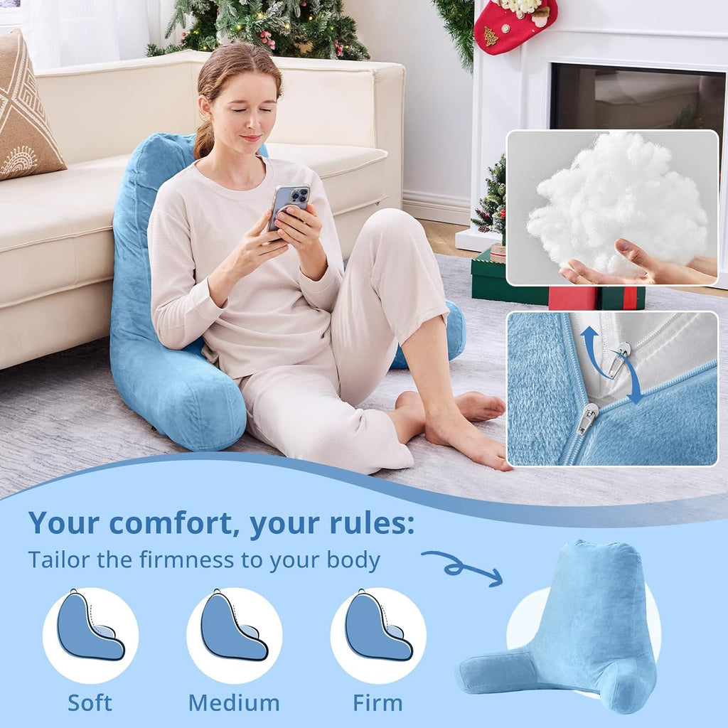 Sasttie 25-inch Reading Pillows for Sitting in Bed Adult, Jumbo Velvet Back Pillow Bed Sitting Up, XL High Back-Rest Support Cushion for…