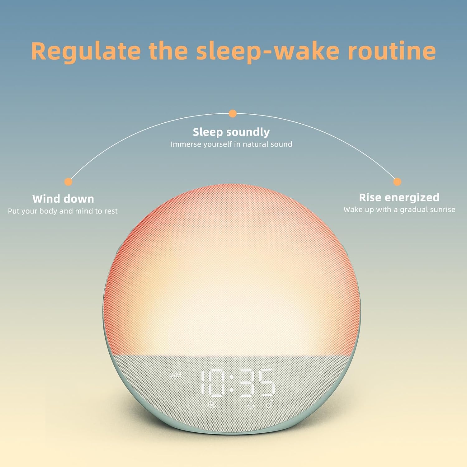 Odokee Sunrise Alarm Clock White Noise Machine: Natural Wake Up Light - Dimmable Clock with Bluetooth Speaker for Bedroom - 25 Sleep…