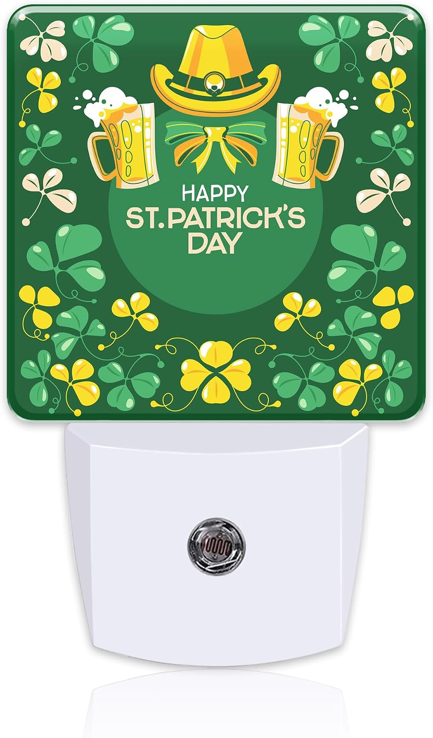 Happy St. Patrick's Day Night Light for Kids, Green Shamrock Leprechaun and Rainbow Night Light Plug in with Dusk to Dawn Sensor, 0.5w…
