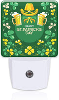 Happy St. Patrick's Day Night Light for Kids, Green Shamrock Leprechaun and Rainbow Night Light Plug in with Dusk to Dawn Sensor, 0.5w…