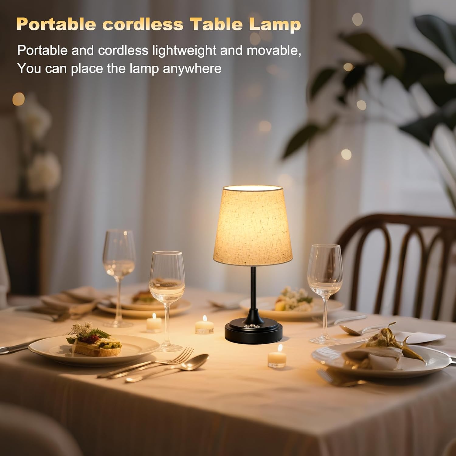 Wowag Small Cordless Table Lamp Rechargeable,5000mAh Battery Operated Desk Lamp,3 Colors & 7 RGB Stepless Dimmable, Touch Ambient Light…