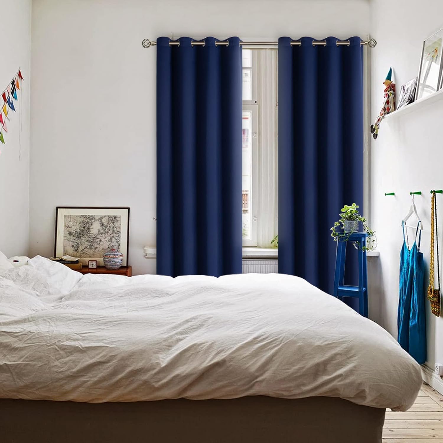 BGment Blackout Curtains for Living Room - Grommet Thermal Insulated Room Darkening Curtains for Bedroom, 2 Panels of 52 x 95 Inch, Navy 95…