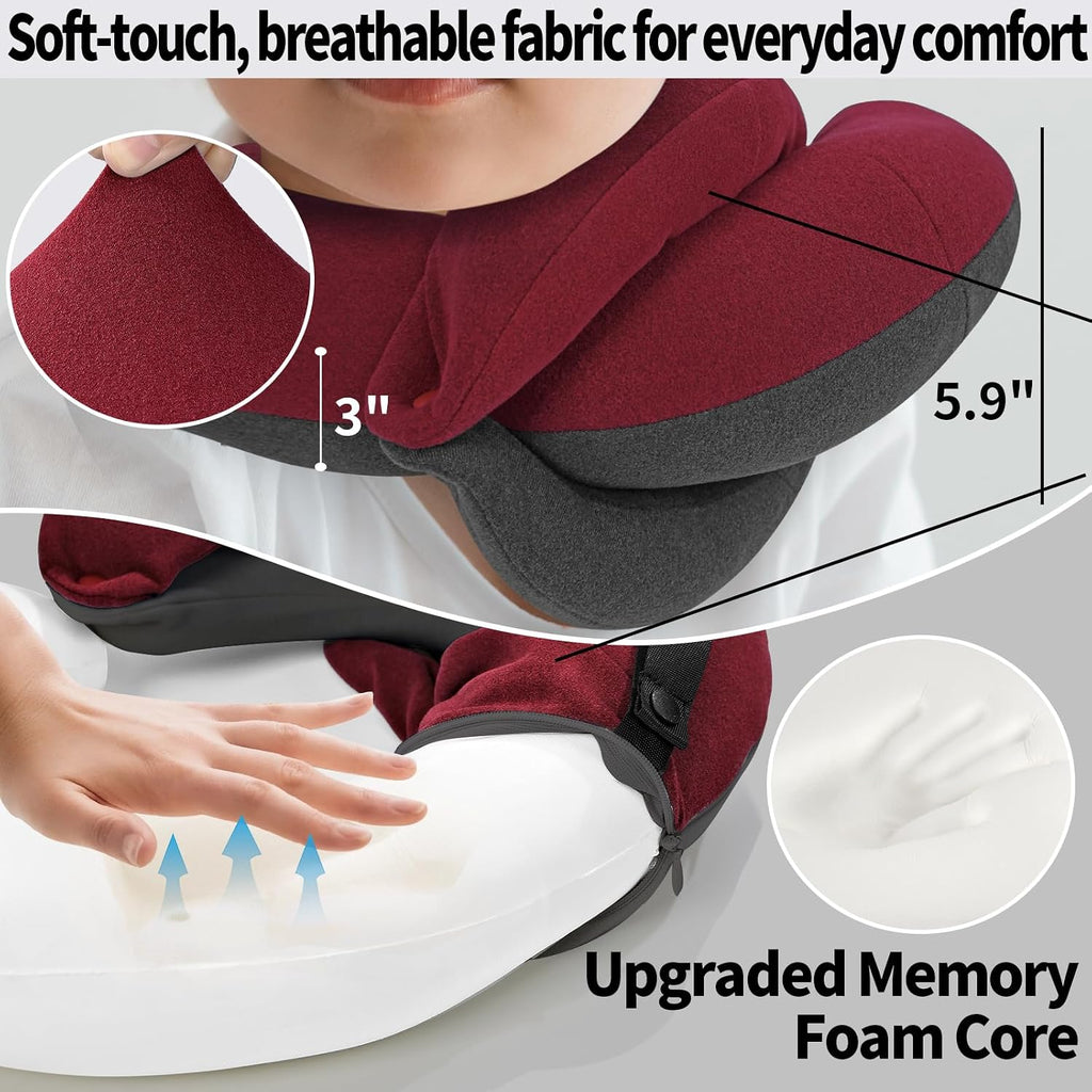 BUYUE Kids Travel Pillows for Airplane, Memory Foam 360° Head Support Sleeping Essentials for Long Flight, Skin-Friendly Soft Neck Pillow…