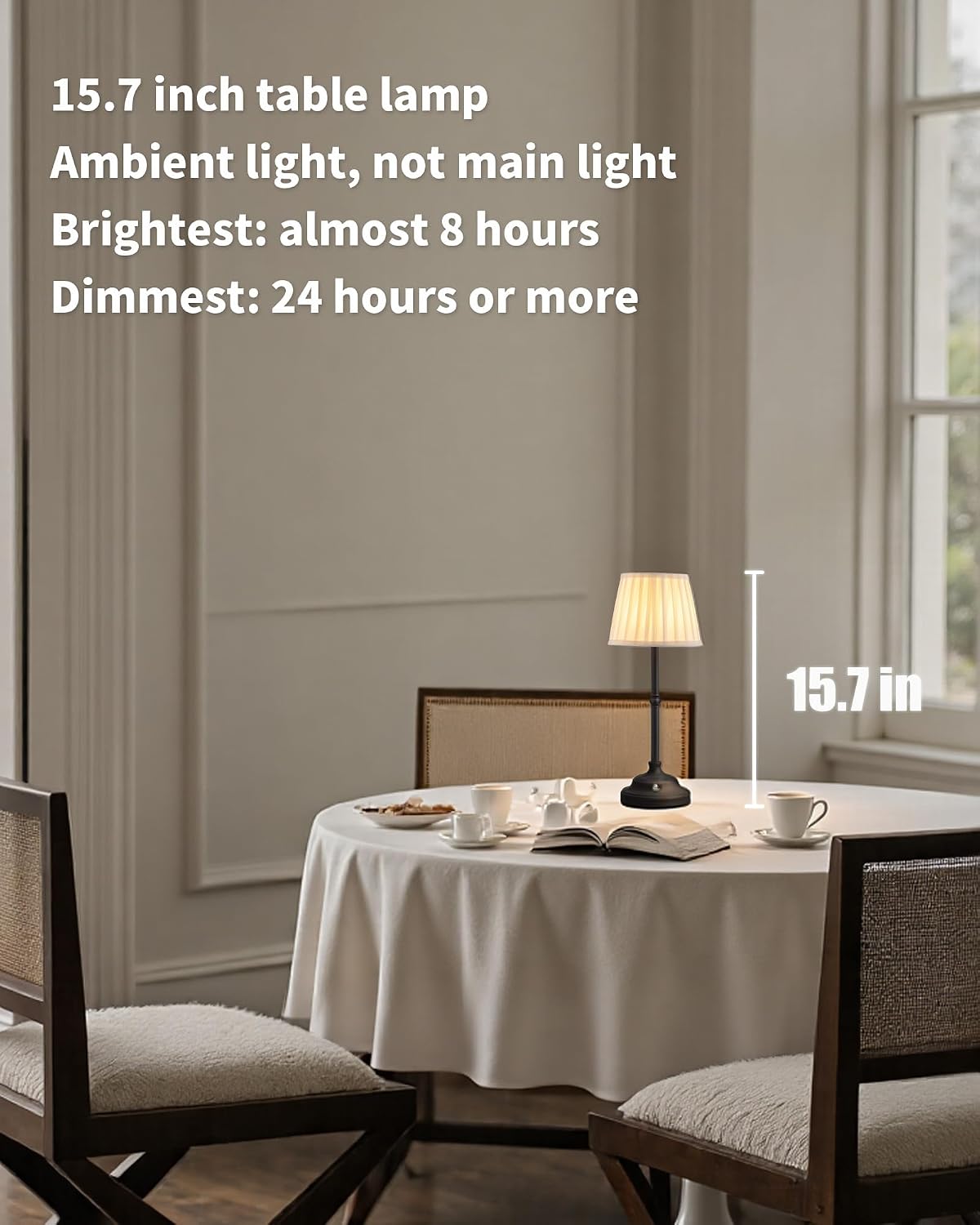 KDG Cordless LED Table Lamp, Portables Fabric Shade Desk Lamps, 4000mAh Rechargeable Battery Powered Lighting, Dimmable Light for Dining…