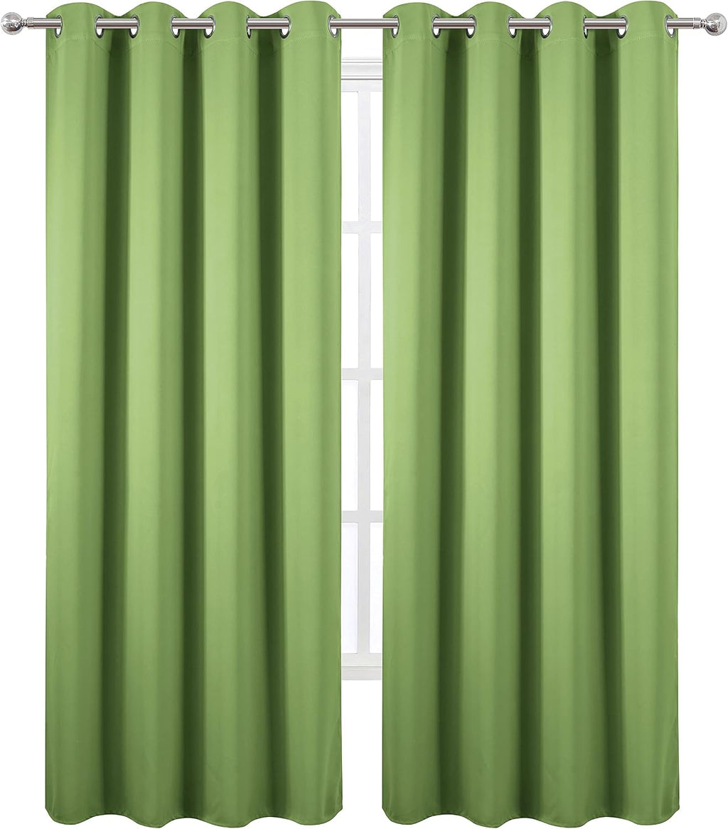 Lemomo Blackout Curtains 66 x 84 inch/Light Green Curtains Set of 2 Panels/Thermal Insulated Room Darkening Bedroom Curtains 84 inch Green