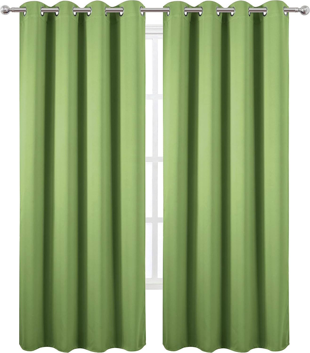 Lemomo Light Green Thermal Blackout Curtains/52 x 108 Inch/Set of 2 Panels Room Darkening Curtains for Bedroom 108 Inch Green