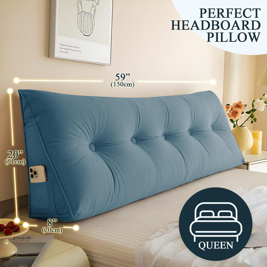 DANGHOOGY Headboard Pillow Queen, Large Triangular Wedge Headboard Pillow for Reading and Resting, Backrest Positioning Support Pillow…