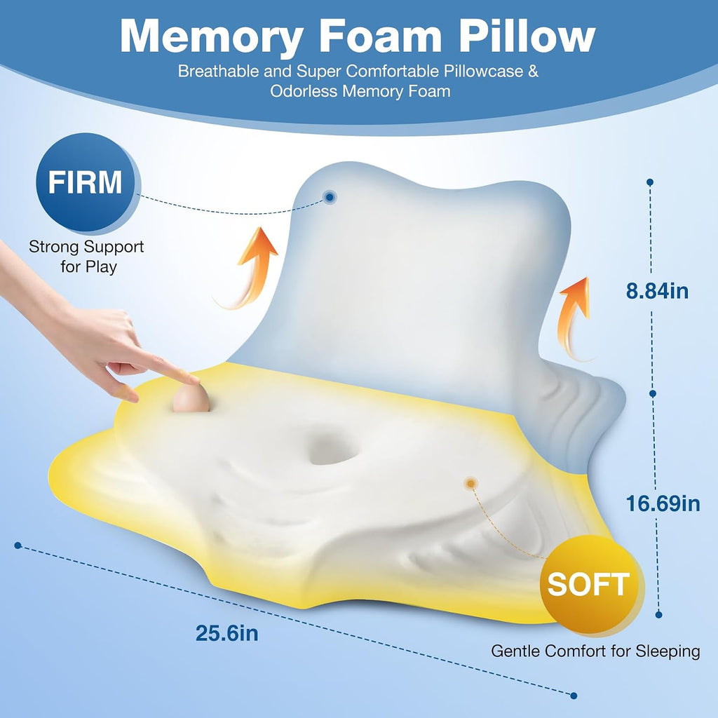Ciavca Reading Pillow for Bed Adult Rest, Ergonomic Memory Foam Bed Reading Pillow Back Support, Headboard Wedge Pillows for Sitting Up, Ch…