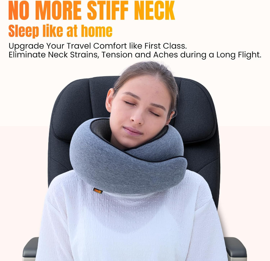 LOEXAIRTM Travel Pillow, Neck Pillow Travel for Airplane, Car - 100% Cotton Fabric & Memory Foam Plane Pillow, Lightweight & Easy-to-Carry…