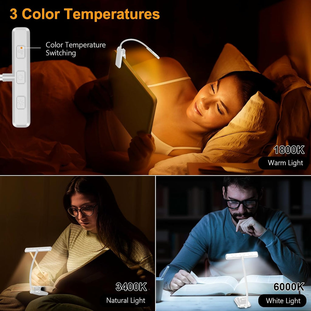 Gritin 19 LED Rechargeable Book Light for Reading in Bed with Memory Function- Eye Caring 3 Color Temperatures, Stepless Dimming…
