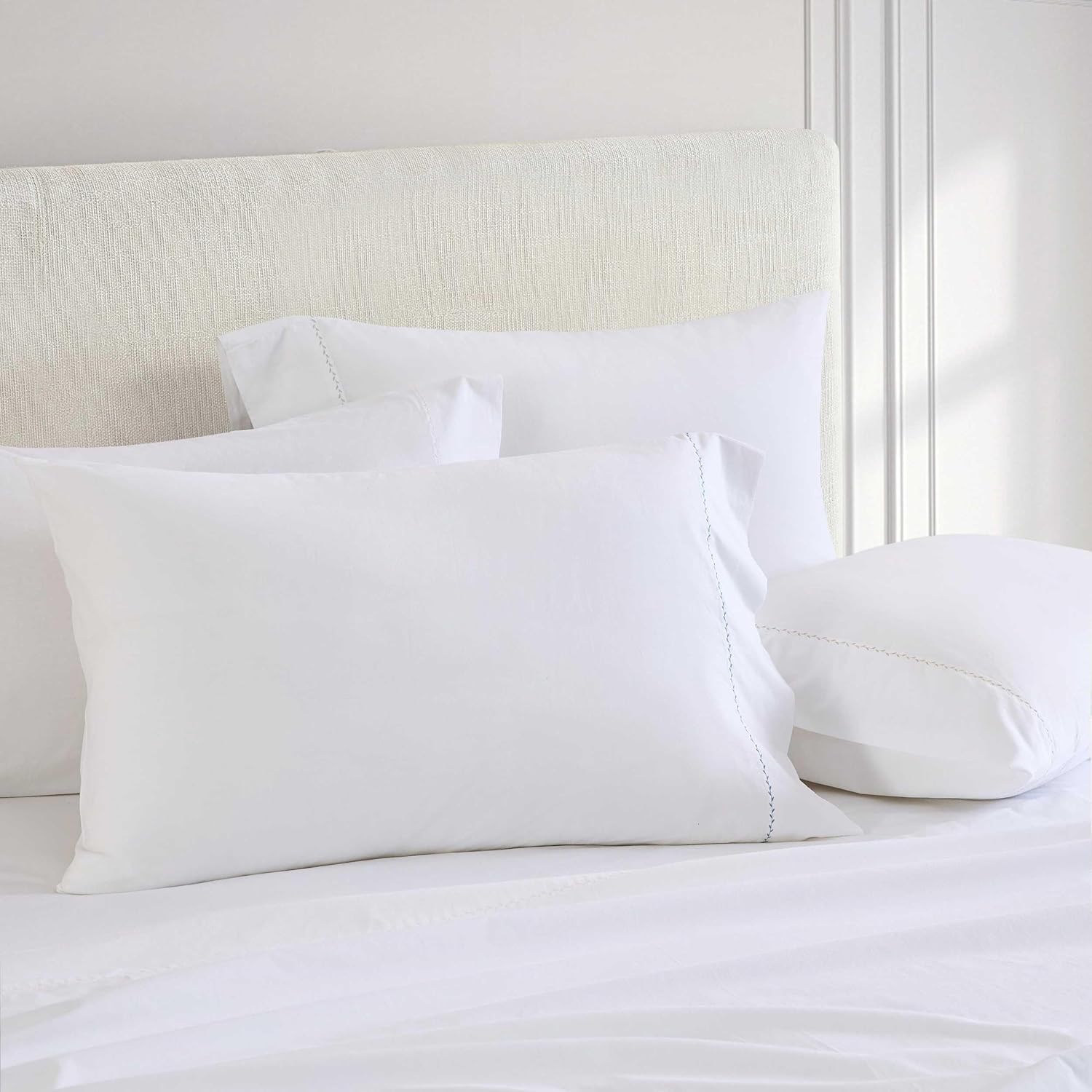 MarthaStewart Martha Stewart - Twin Size Sheets Set, Crisp & Tailored Cooling Sheets with a Smooth Cotton Percale Lightweight Feel - Bed Sh…