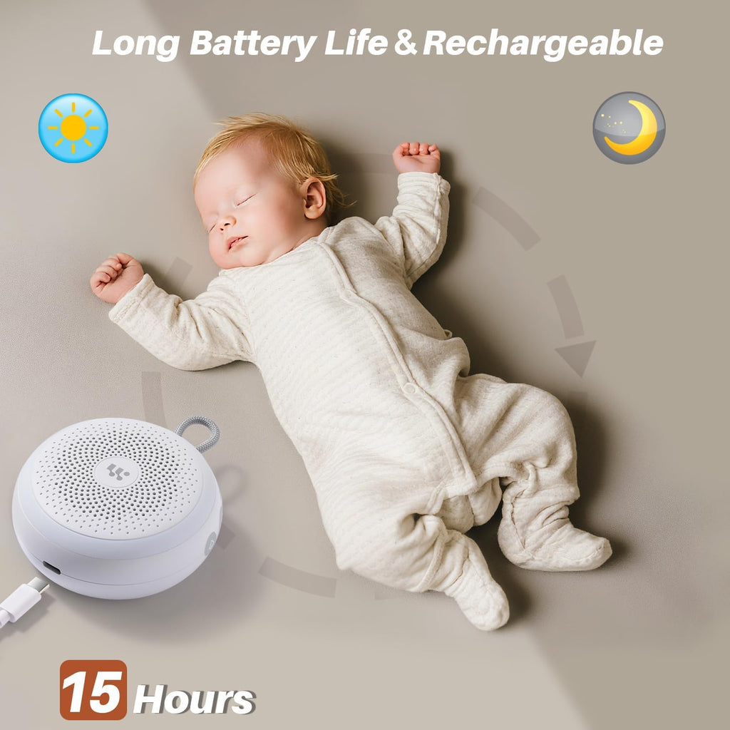 WorWoder White Noise Machine - Portable Sound Machine for Baby Adult, 20 Non-looping Soothing Sound, Noise Canceling for Sleeping, Sound Th…