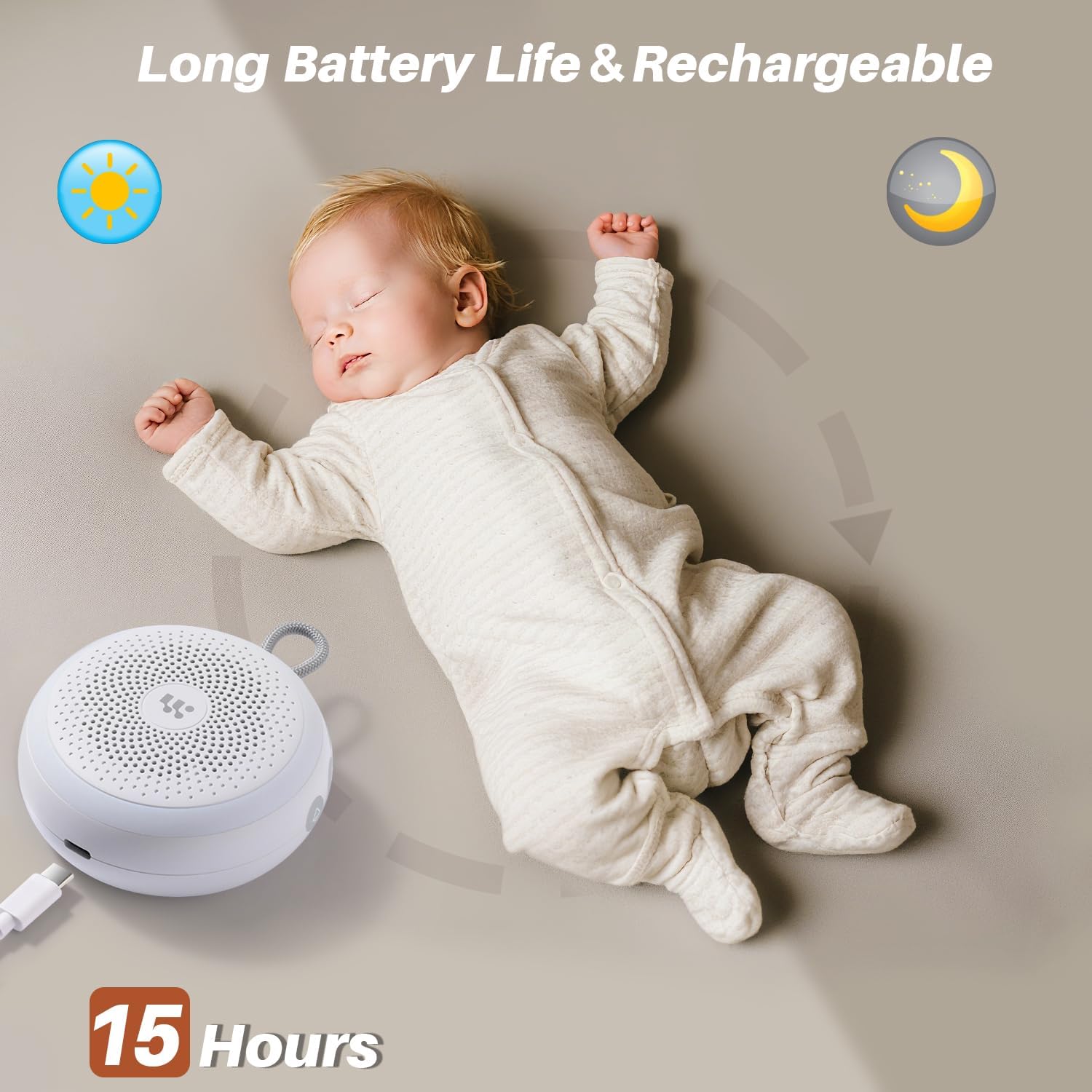 WorWoder White Noise Machine - Portable Sound Machine for Baby Adult, 20 Non-looping Soothing Sound, Noise Canceling for Sleeping, Sound Th…