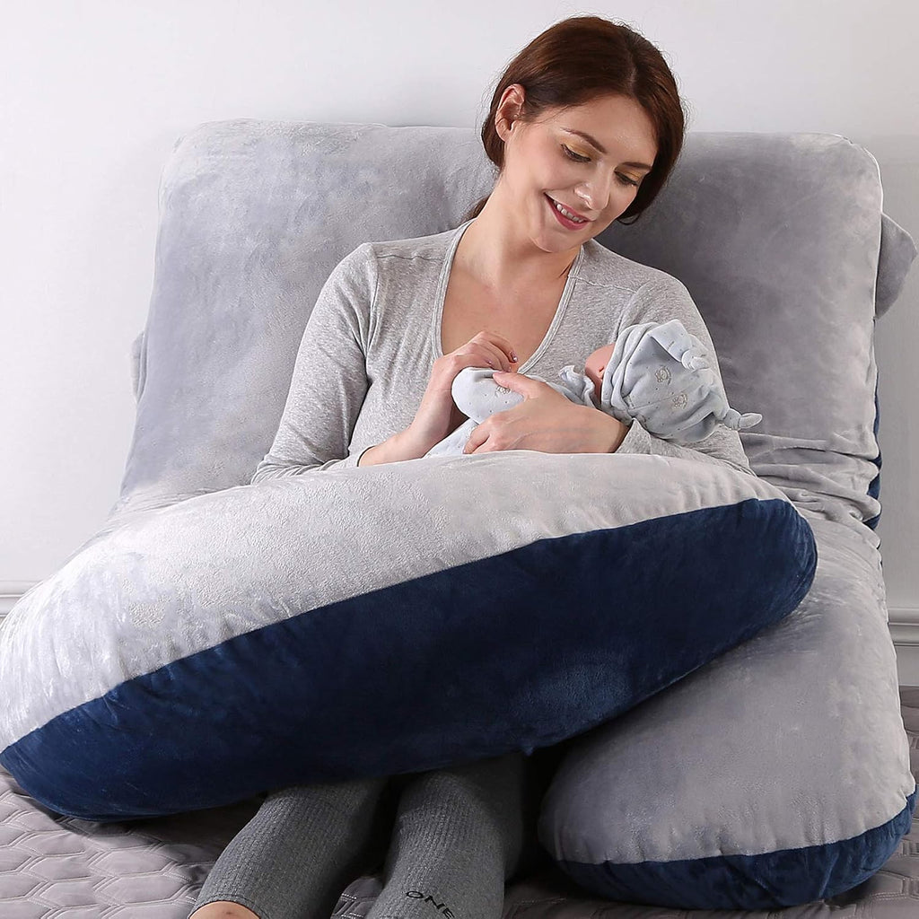 U-Shaped Full Body Pregnancy Pillow for Sleeping – 57" Maternity Pillow with Removable Cover, Support for Back, Legs, Belly & Hips…