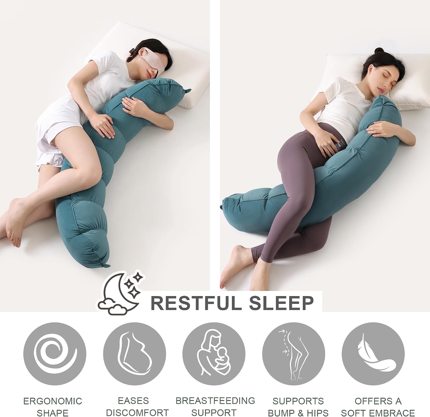 Peallow(Pat. Pend) – Long Round Body Pillow for Adults, Bolster Pillow for Sleeping, Soft and Supportive Pillow for Sleeping & Lumbar…