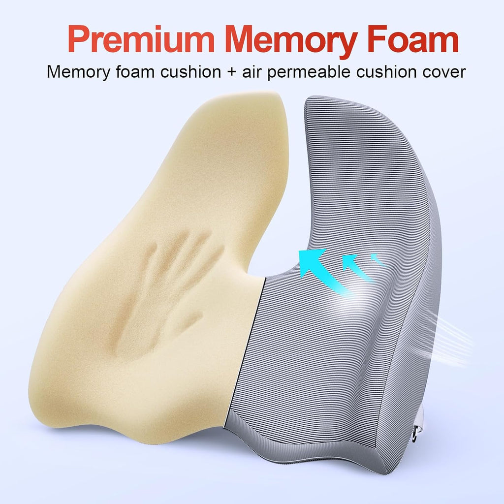 Benazcap X Large Memory Seat Cushion for Office Chair Ergonomic Cushions Butt Pillow for Pressure Relief Sciatica & Memory Foam for Long Si…