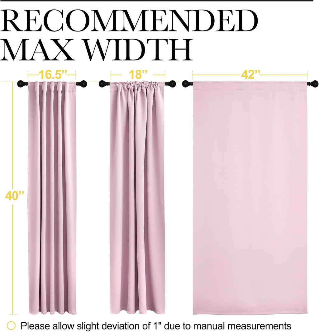 NICETOWN Blackout Window Curtains for Camper - (Baby Pink Color) 42x40 Inch, 2 Panels Set, Thermal Insulated Room Darkening Blackout…
