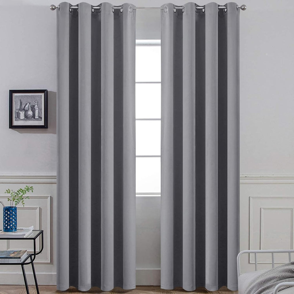 Yakamok Blackout Curtains Room Darkening Thermal Insulated Window Panels, Solid Grommet Top Drapes for Bedroom/Living Room(52Wx90L, Grey…
