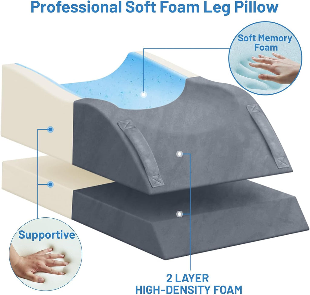 TranquilRelax TranquilRelax Double Leg Elevation Pillows, Wedge Pillow for After Surgery, Memory Foam Support Adjustable, Comfort Ca…
