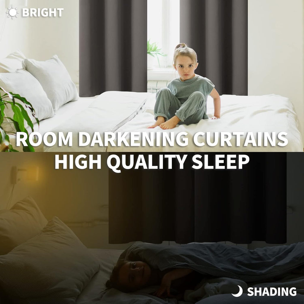 BGment Blackout Curtains for Bedroom - Grommet Thermal Insulated Room Darkening Curtains for Living Room, Set of 2 Panels (42 x 84 Inch, Gr…