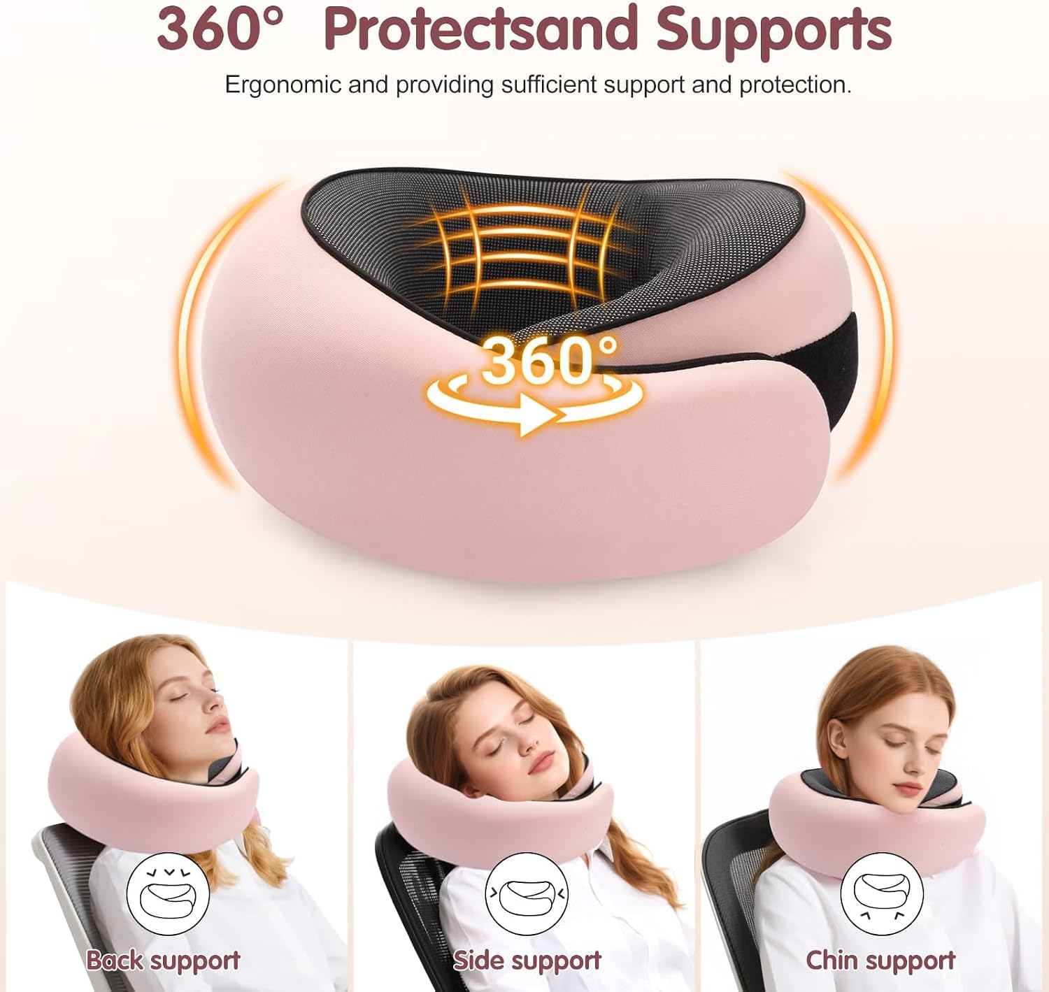 OrganizeItSimplifyYourSpac Travel Neck Pillow, Memory Foam Neck Support for Airplane, Car & Office, Breathable Portable Design with Eye Mas…