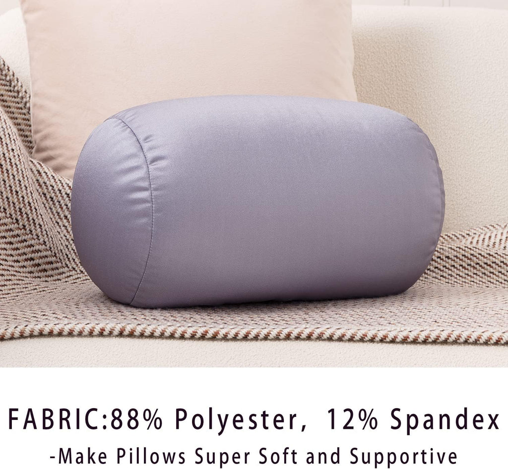 Squish Bean Bed Microbead Pillow Bolster Tube Body Pillow Smooth Cool Touch Fabric Neck & Back Support Throw Travel Pillow Fun Colors…