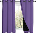 Nicetown Lilac Purple 100% Blackout Curtains 2 Panels with Black Liners, Thermal Insulated Full Blackout 2-Layer Lined Drapes, Noise Cancel…