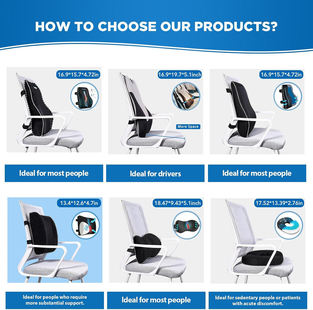 Niceedaybrand Niceeday Lumbar Support Pillow for Office Chair Car, Gaming Chair Lower Back Memory Foam Cushion with 3D Mesh Cover Ergonomic…