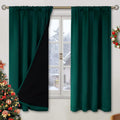 BGment Green 100% Blackout Curtains for Bedroom 63 Inches Long, Christmas Thermal Insulated Double Layer Full Room Darkening Noise…