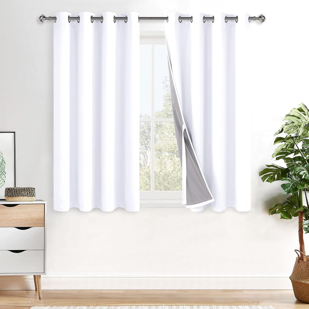 Xwzo 100% Blackout Curtains with Tiebacks- 2 Thick Layers Completely Shaded Window Treatment Thermal Insulated Lined Drapes with Grommets f…