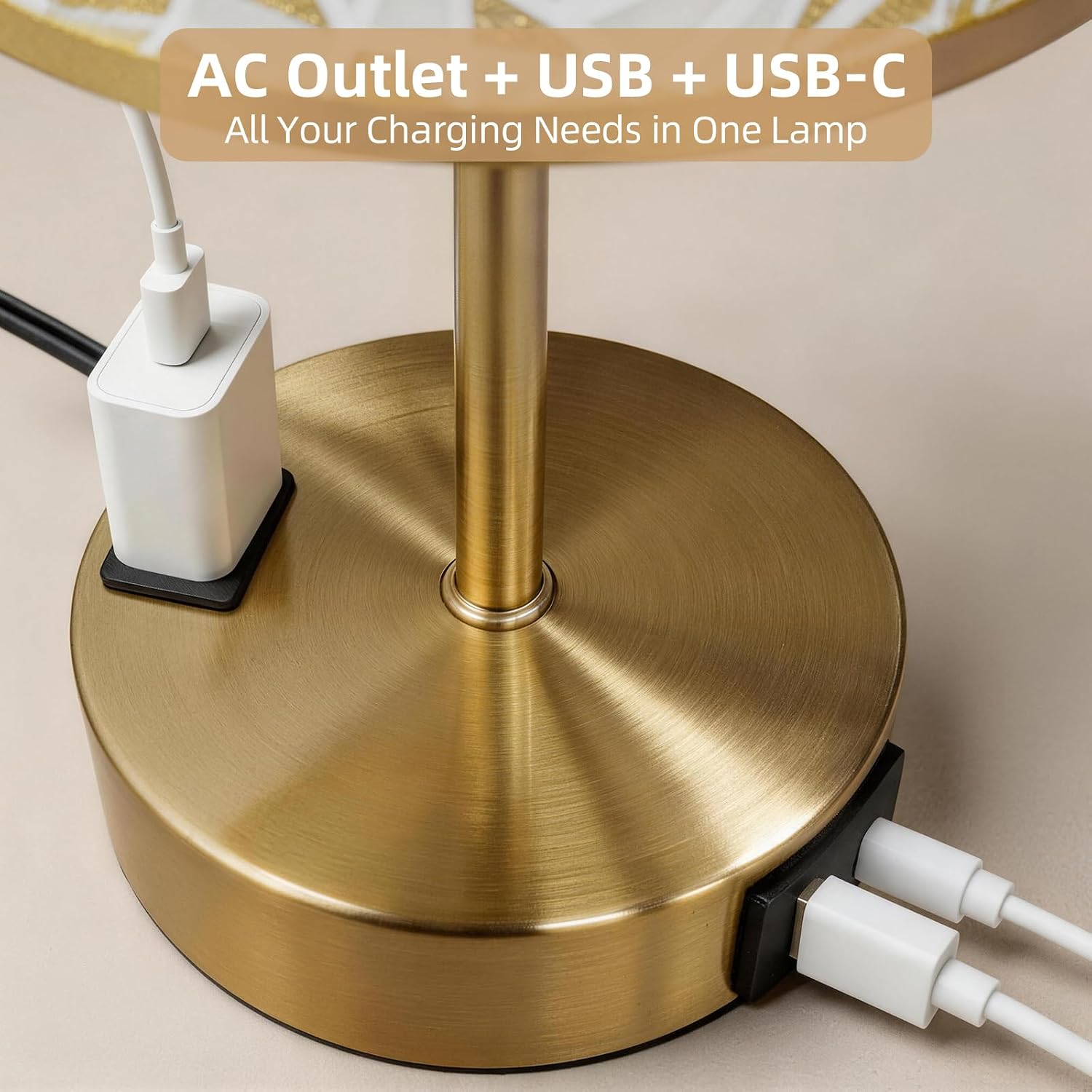 Fitfull Table Lamp for Nightstand, High-Sensitivity Touch, 3-Level Dimmable Bedside Lamp with AC Outlet | USB | and USB-C, Ideal Nig…