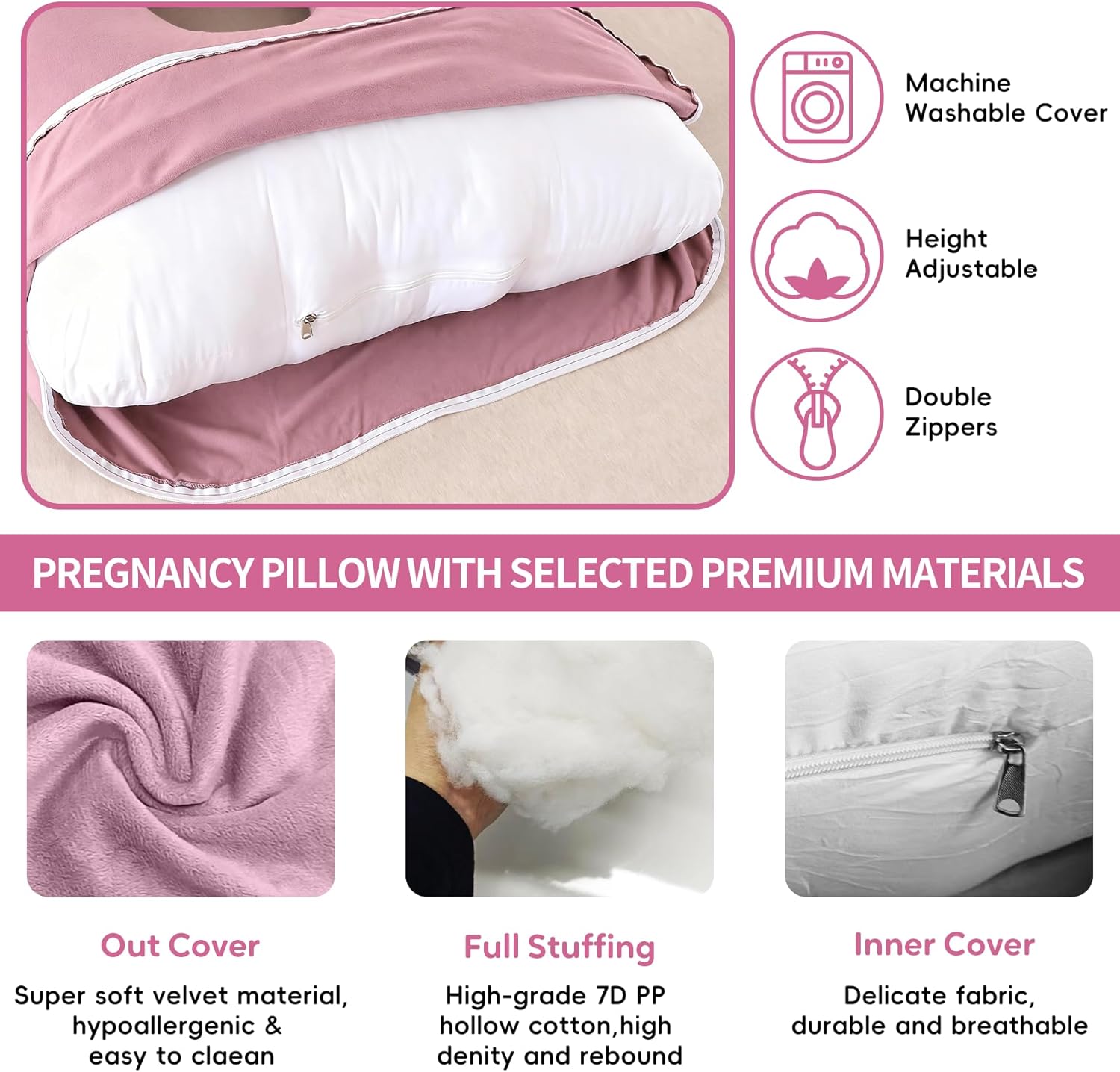U-Shaped Pregnancy Pillow for Sleeping, Full Body Support for Back, HIPS & Belly -65 Inch Maternity Pillow with Machine Washable Cover |…