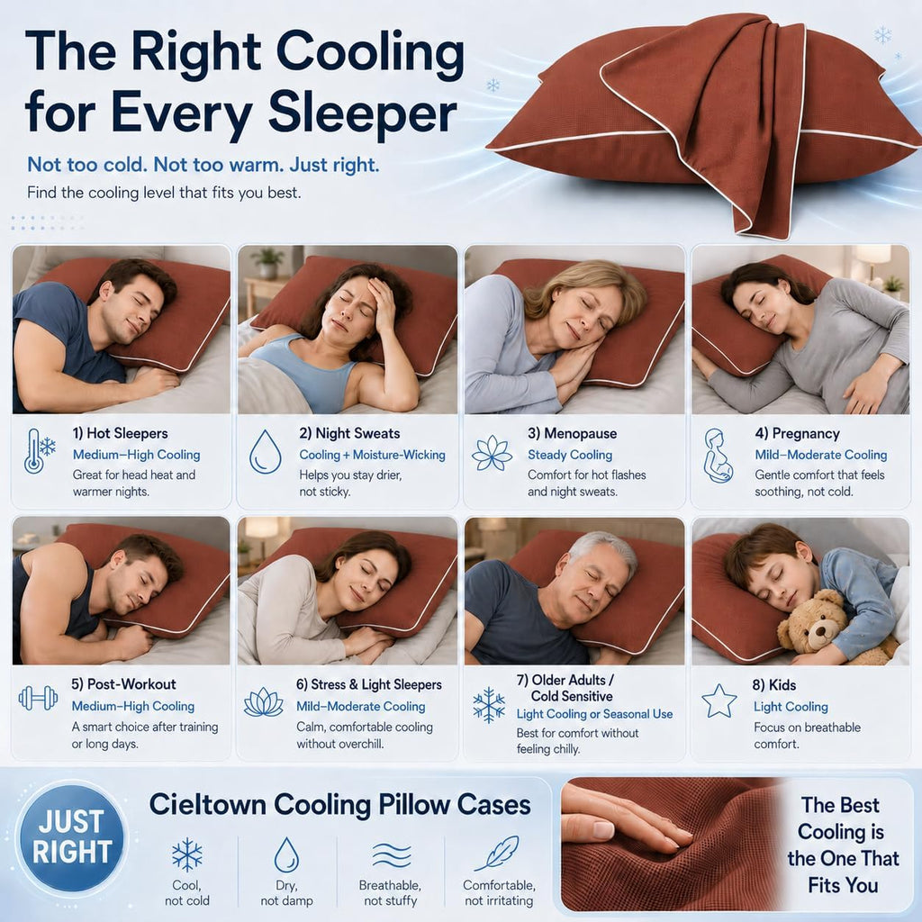 Cieltown Cooling Pillow Cases for Hot-Sleepers: Q-Max ≥0.4 Nylon Spandex Cool-to-Touch for Night Sweats - Waffle Weave for Dry & Com…