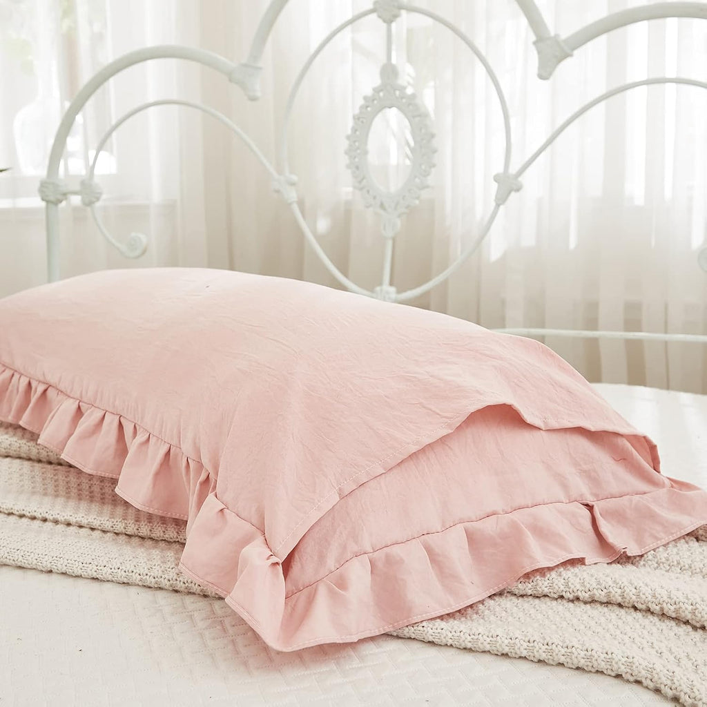 Merryword Pink Body Pillow Cover 20x54inches Long Pillowcase Ruffled Pillowcases Shabby Chic Ruffled Fringe Decor Body Ruffled Pillow Sham…