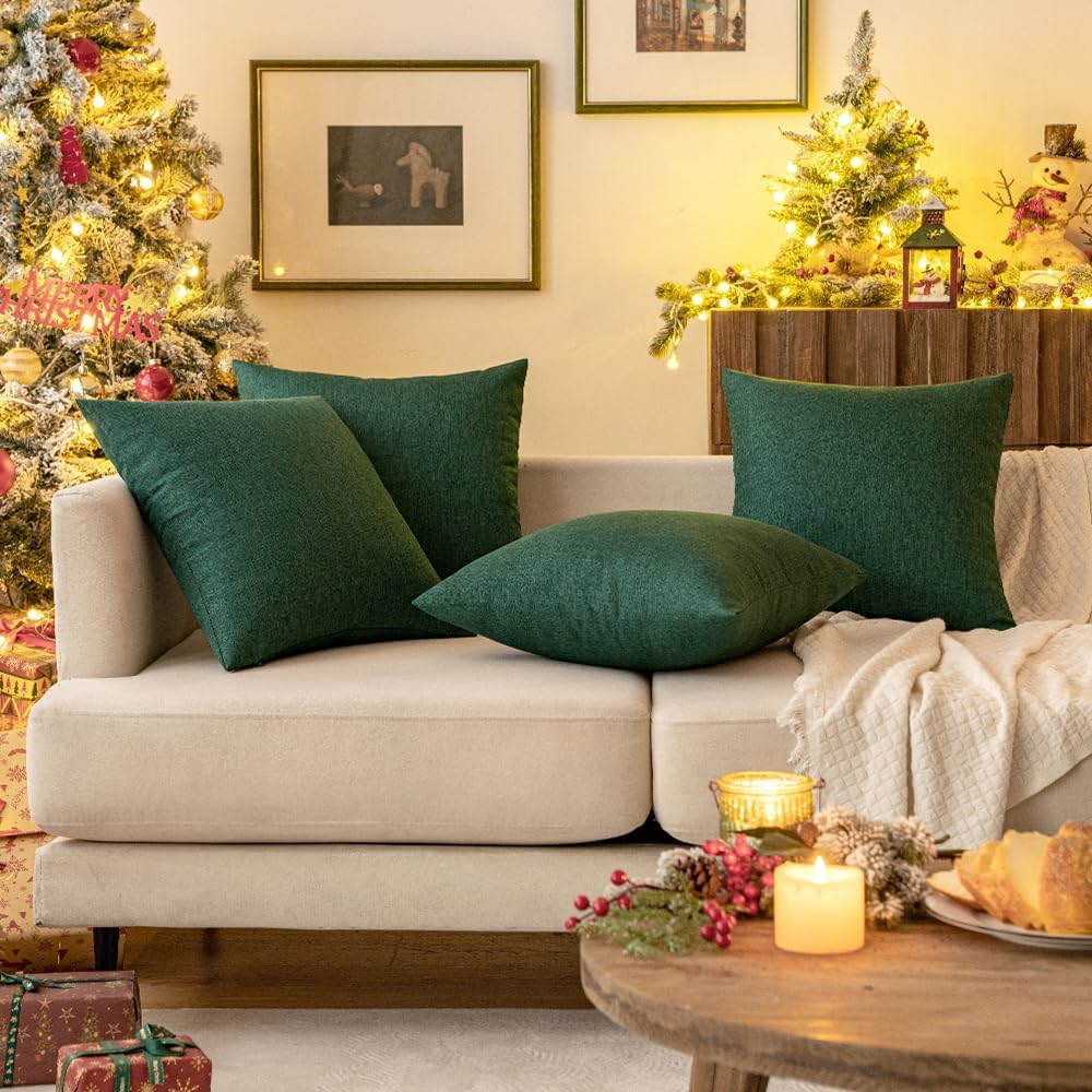 Miulee Pack of 2 Decorative Outdoor Solid Waterproof Throw Pillow Covers Faux Linen Garden Farmhouse Cushion Cases for Patio Tent Balcony C…