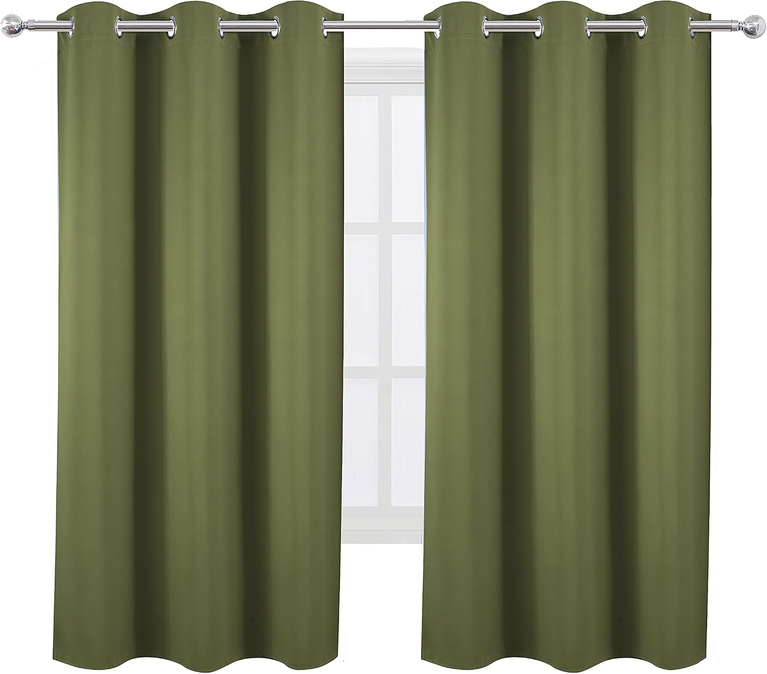 Lemomo Olive Green Blackout Curtains 42 x 63 Inch Length/Set of 2 Curtain Panels/Thermal Insulated Room Darkening Blackout Curtains for Bed…