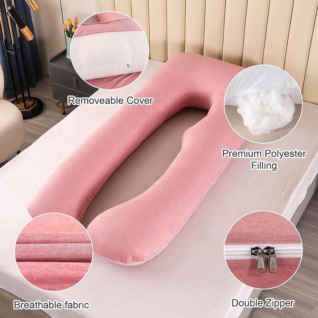 Amagoing Cooling Pregnancy Pillow for Sleeping, U Shaped Maternity Full Body Pillow for Women with Hip, Leg, Back Pain Support, Removable C…