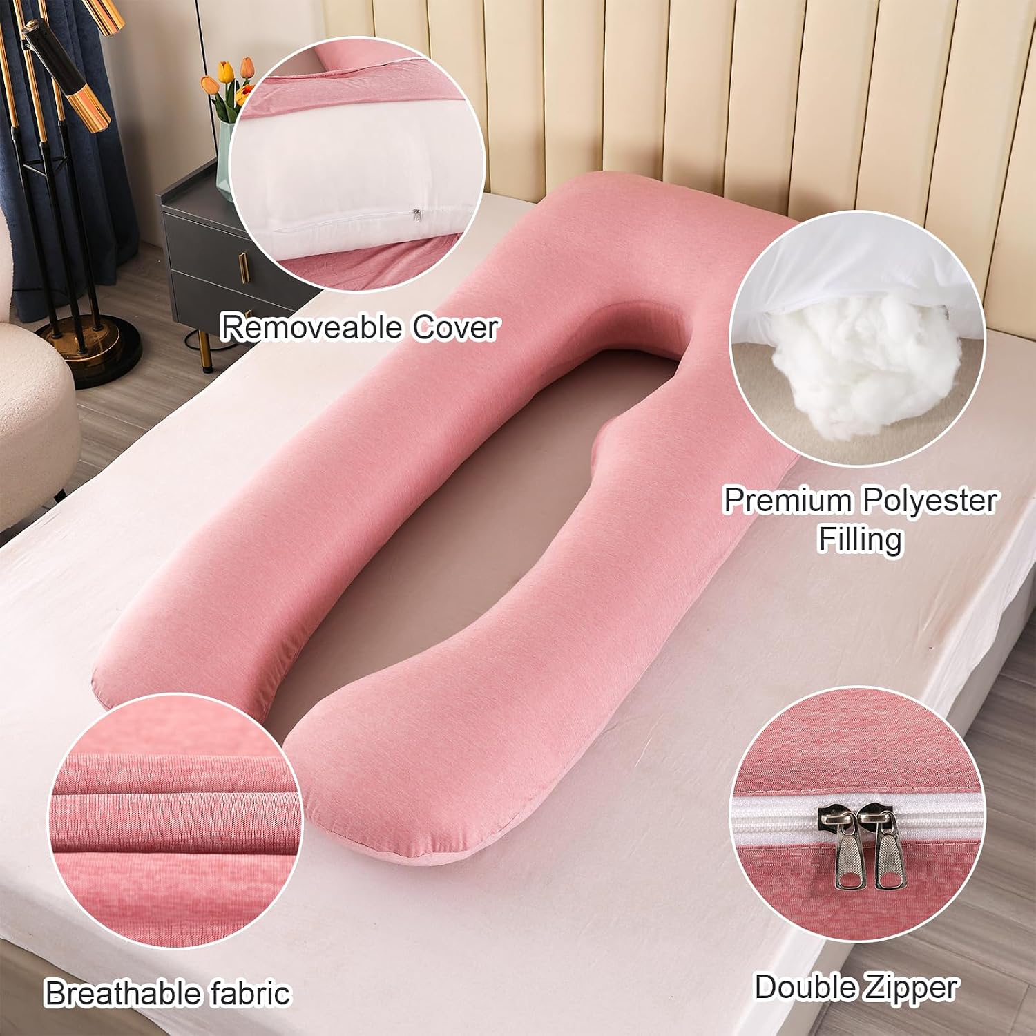 Amagoing Cooling Pregnancy Pillow for Sleeping, U Shaped Maternity Full Body Pillow for Women with Hip, Leg, Back Pain Support, Removable C…