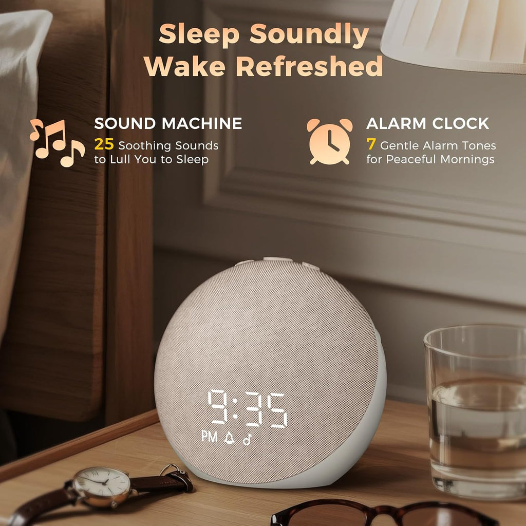 Acedeck Sound Machine Alarm Clock for Bedroom: 25 Natural Sleep Sounds - White Noise Machine for Adults Kids Baby - Gentle Wake Up Alarm wi…