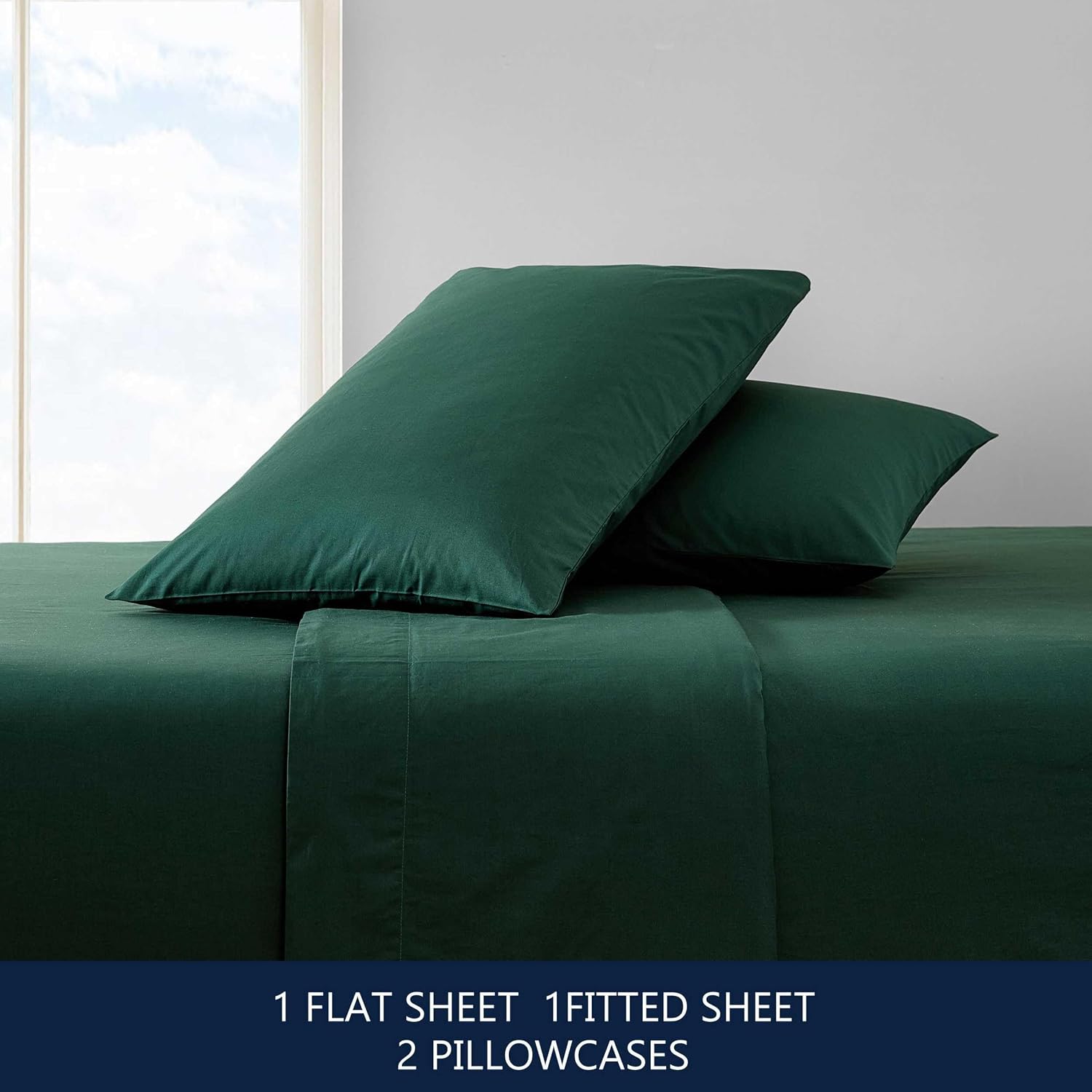 Nautica Queen Bed Sheets, Lightweight Cotton Percale Bedding Set with Matching Pillowcases, Crisp & Cool, Oeko-Tex Certified (Bayview Solid…