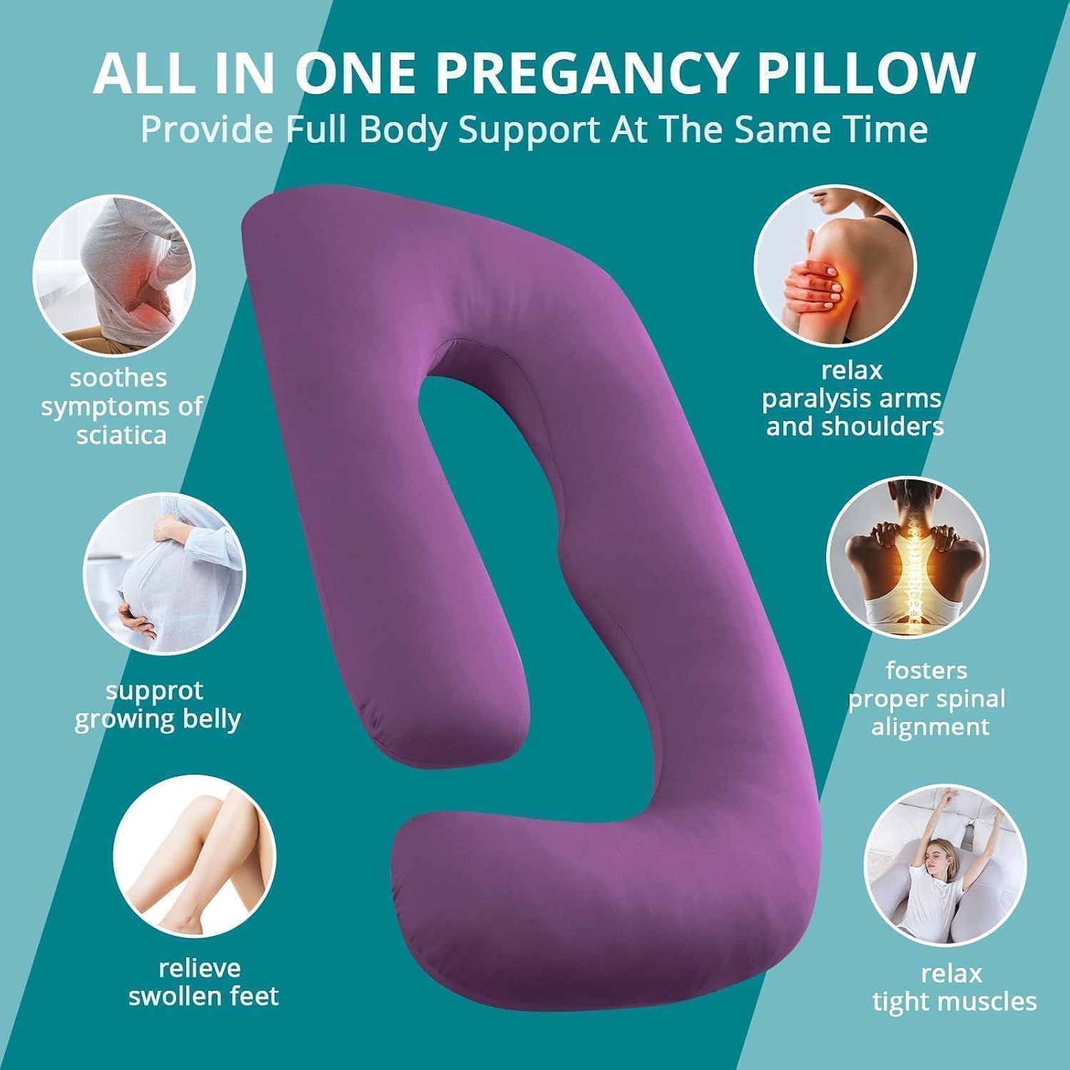 Sasttie Pregnancy Pillows for Sleeping, U Shaped Cooling Full Body Pillow with Removable Cover, Pregnant Women Must Haves, Maternity Essent…
