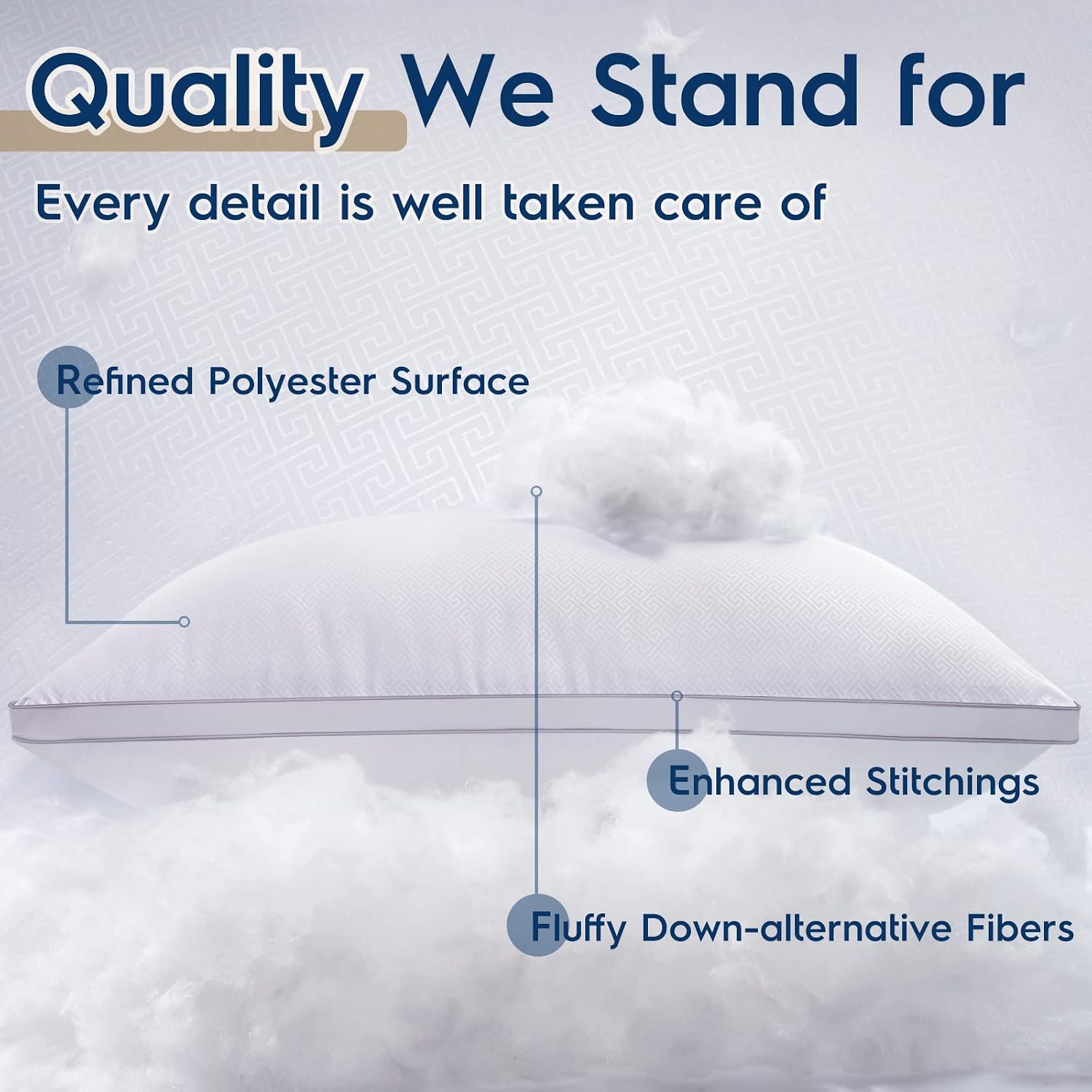 viewstar Bed Pillows King Size Set of 2, Firm Support Down Alternative Gusseted Pillows for Side, Back, or Stomach Sleepers, White